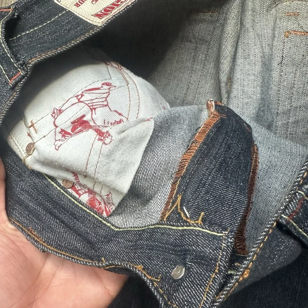 True‎ Religion Men's Jeans JOEY  40 X 33 HINDU Warrior Embroidery Rare Grail EXC